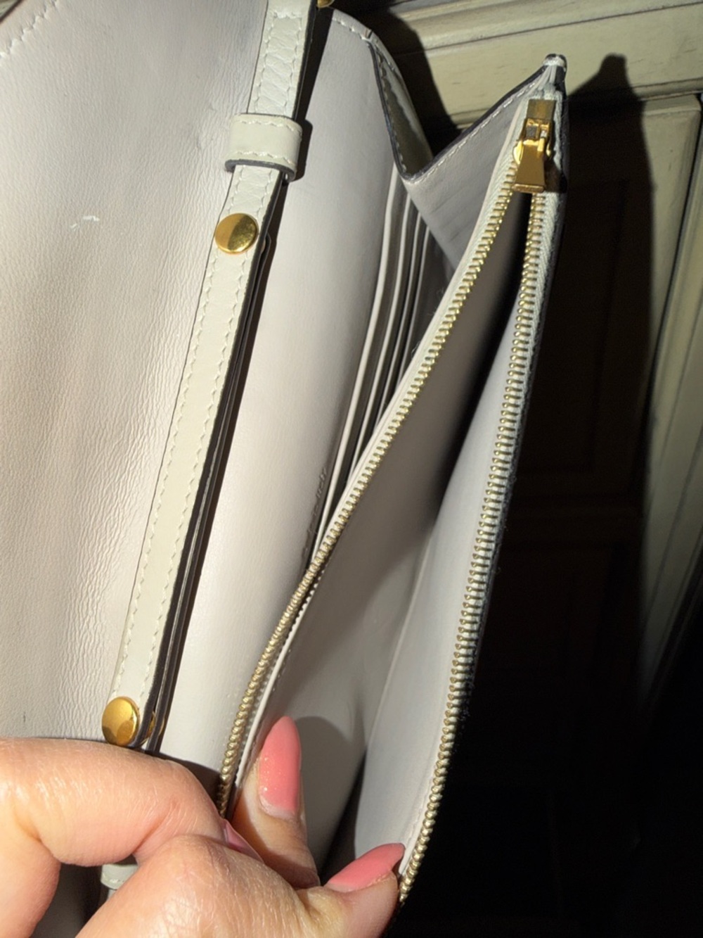 Celine Women’s Colorblock Chain Crossbody Bag - Red, White, Taupe - Picture 6 of 6